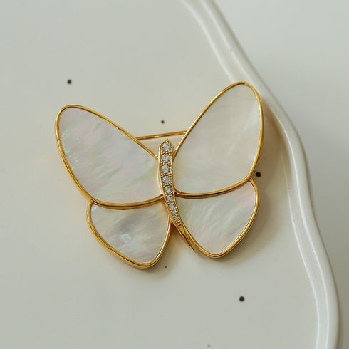 Butterfly Colorful Black Mother of Shell Brooch - House Of Pearls